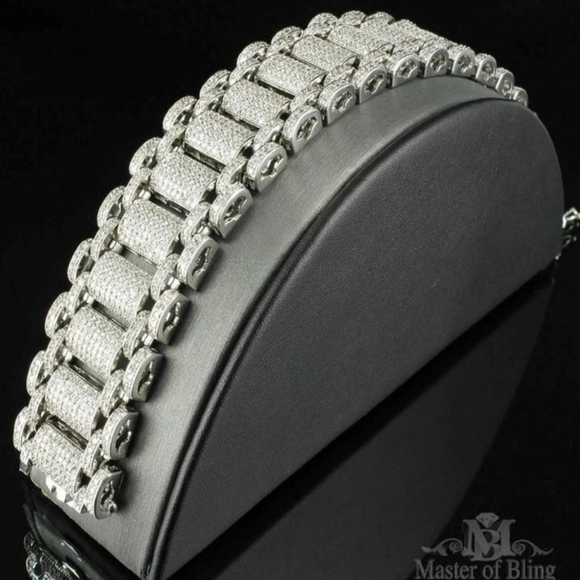 24ct Solid Sterling Silver 925 Bracelet Very Nice Big Heavy Custom - Picture 1 of 9